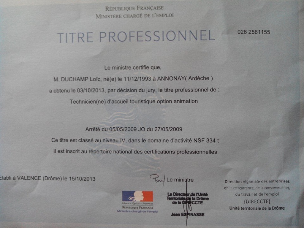 TECHNICIEN D'ACCUEIL TOURISTIQUE-RESPONSABLE ANIMATION 